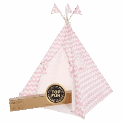 Teepee Play Tent - Wigwam - Pink & White Stripes - Cotton Canvas