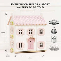 Le Toy Van Sophie's Wooden Dolls House -Le Toy Van Cheap Store H104 sophie luxury wooden doll house white pink rose girl boy dollhouse shutters eco plastic free fsc gift 5