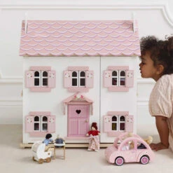 Le Toy Van Sophie's Wooden Dolls House -Le Toy Van Cheap Store H104 sophie luxury wooden doll house white pink rose girl boy dollhouse shutters eco plastic free fsc gift 7