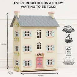 Le Toy Van Cherry Tree Hall Wooden Dolls House -Le Toy Van Cheap Store H150 cherry tree hall pink grey cream wooden toy luxury dolls house girl boy kids room features 3