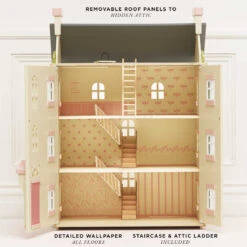 Le Toy Van Cherry Tree Hall Wooden Dolls House -Le Toy Van Cheap Store H150 cherry tree hall pink grey cream wooden toy luxury dolls house girl boy kids room features open