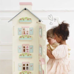 Le Toy Van Cherry Tree Hall Wooden Dolls House -Le Toy Van Cheap Store H150 cherry tree hall pink grey cream wooden toy luxury dolls house girl boy kids room play 1