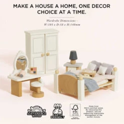 Le Toy Van Wooden Dolls House Bedroom 11 Le Toy Van Wooden Dolls House Bedroom -Le Toy Van Cheap Store ME057 doll house master bedroom wooden toy house accessory pink white grey vanity bed wardrobe sustainables stem gift boy girl 3