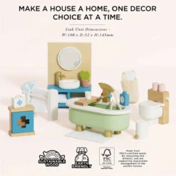 Le Toy Van Wooden Dolls House Bathroom Furniture 11 Le Toy Van Wooden Dolls House Bathroom Furniture -Le Toy Van Cheap Store ME060 bathroom doll house furniture daisylane bathtub toilet vanity blue green white sustainable stem wooden toy eco gift 3
