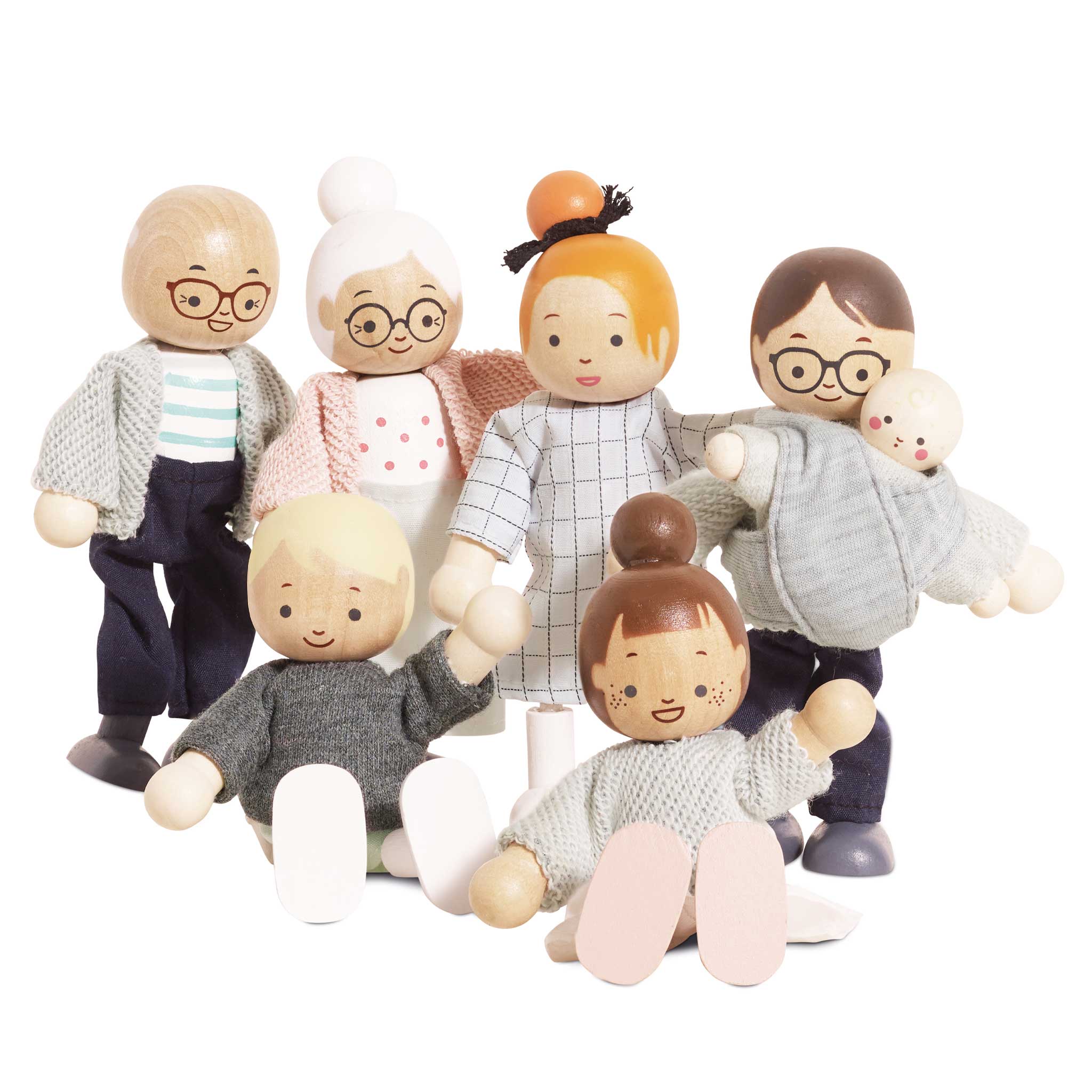 Le Toy Van Cheap Store -Le Toy Van Cheap Store P053 doll family wooden toy dollhouse people characters mum dad grandparents sister brother baby 1