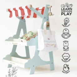 Le Toy Van Wooden Market Stall & Fruit Play Food Crate -Le Toy Van Cheap Store TV181 honeybee market childrens blue and red fresh food shop