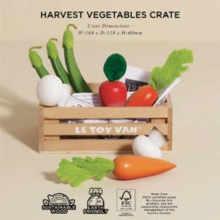 Le Toy Van Harvest Vegetables Wooden Food Crate -Le Toy Van Cheap Store TV182 vegetables five a day crate wooden playfood toy carrots radish beans mushroom eco healthy market food kids gift 2