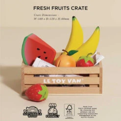 Le Toy Van Smoothie Fruit Wooden Market Crate -Le Toy Van Cheap Store TV183 fruits five a day crate wooden playfood toy banana peach strawberry watermelon eco healthy market food kids gift 2