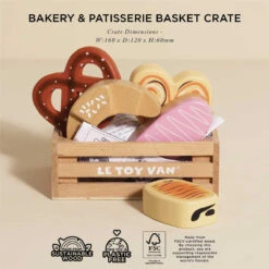 Le Toy Van Bakery & Patisserie Wooden Market Crate 10 Le Toy Van Bakery & Patisserie Wooden Market Crate -Le Toy Van Cheap Store TV187 bakers basket crate wooden playfood toy pastries pain chocolat bread croissant buns eco market food kids gift 2