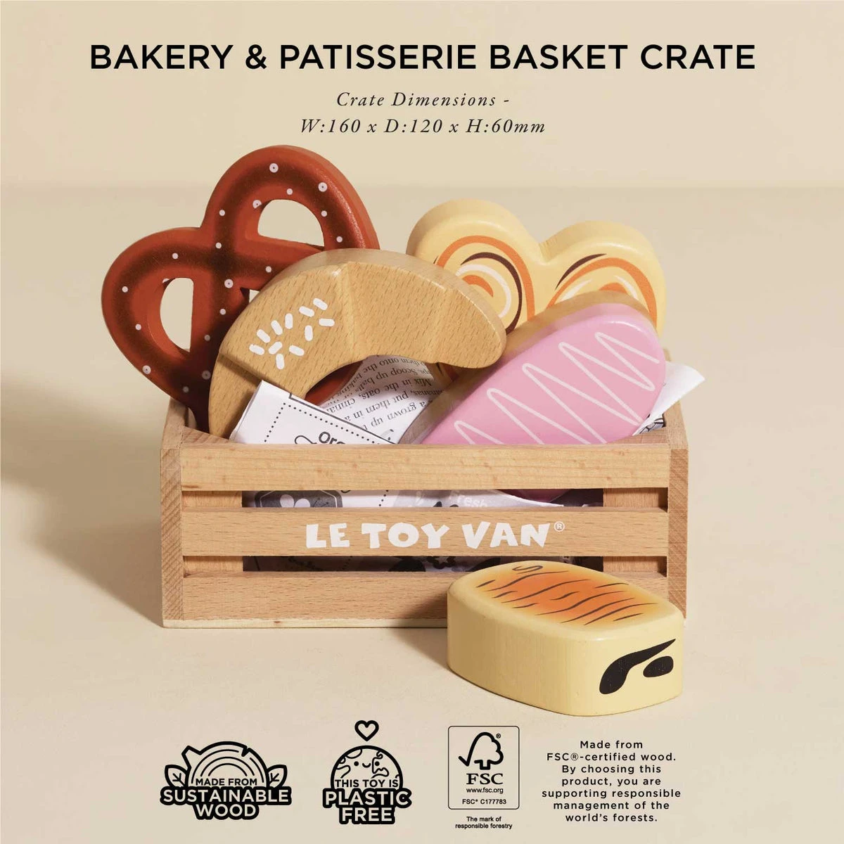 Le Toy Van Bakery & Patisserie Wooden Market Crate 5 Le Toy Van Bakery & Patisserie Wooden Market Crate - Image 3