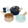 Le Toy Van Pots & Pans Kitchen Accessories -Le Toy Van Cheap Store TV301 pots pans wooden toy kitchen blue copper wood eco plastic free gift boy girl food cooking roleplay utensils spoon salt 1