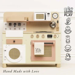 Le Toy Van Rattan Family Wooden Play Kitchen -Le Toy Van Cheap Store TV347 ultimate large family wooden toy play kitchen rose pink beige white rattan eco playfood roleplay gift accessories included 2