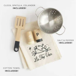 Le Toy Van Rattan Family Wooden Play Kitchen -Le Toy Van Cheap Store TV347 ultimate large family wooden toy play kitchen rose pink beige white rattan eco playfood roleplay gift accessories included 4