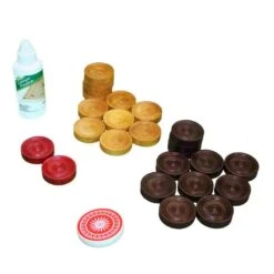 Carrom Coins Set - Full Set Of Men - Acrylic Striker