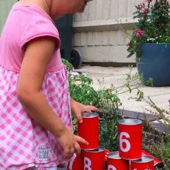 Red Tin Can Alley Game - Indoor & Outdoor -Le Toy Van Cheap Store big game hunters tin can alley red tin can alley 29673354231885 763508