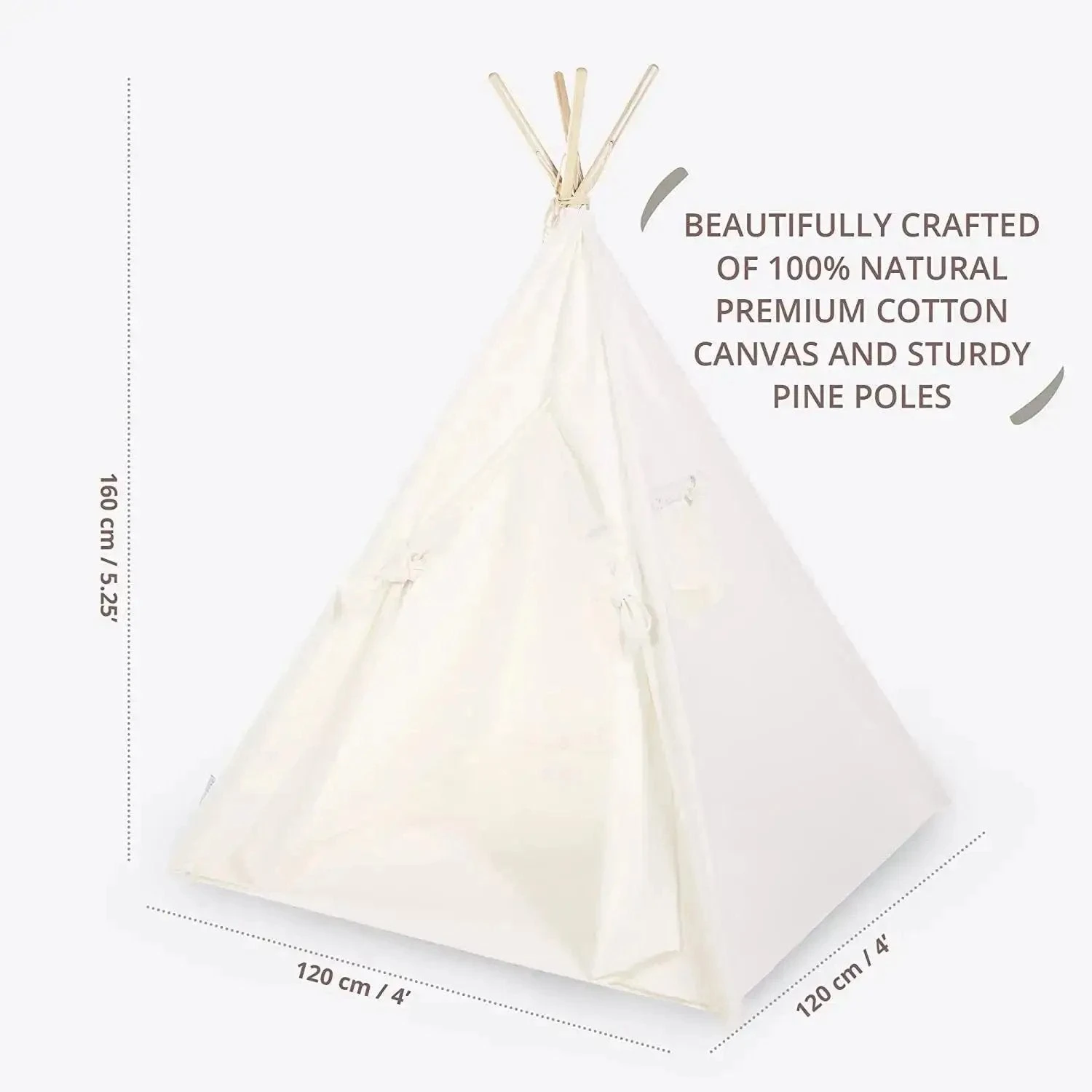 Teepee Play Tent - Wigwam -Cream Cotton Canvas 7 Teepee Play Tent - Wigwam -Cream Cotton Canvas - Image 5