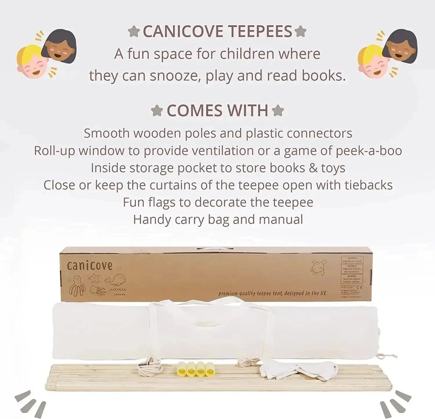 Teepee Play Tent - Wigwam - Plain White - Cotton Canvas 7 Teepee Play Tent - Wigwam - Plain White - Cotton Canvas - Image 5