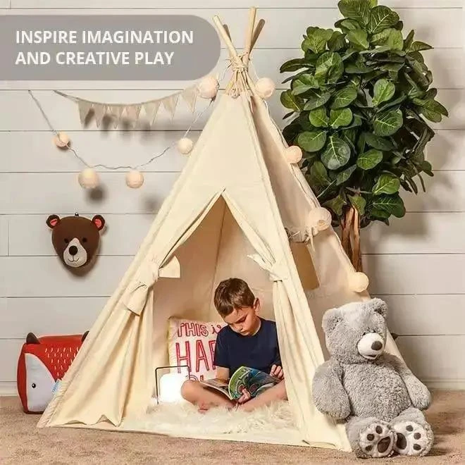 Teepee Play Tent - Wigwam - Plain White - Cotton Canvas 5 Teepee Play Tent - Wigwam - Plain White - Cotton Canvas - Image 3