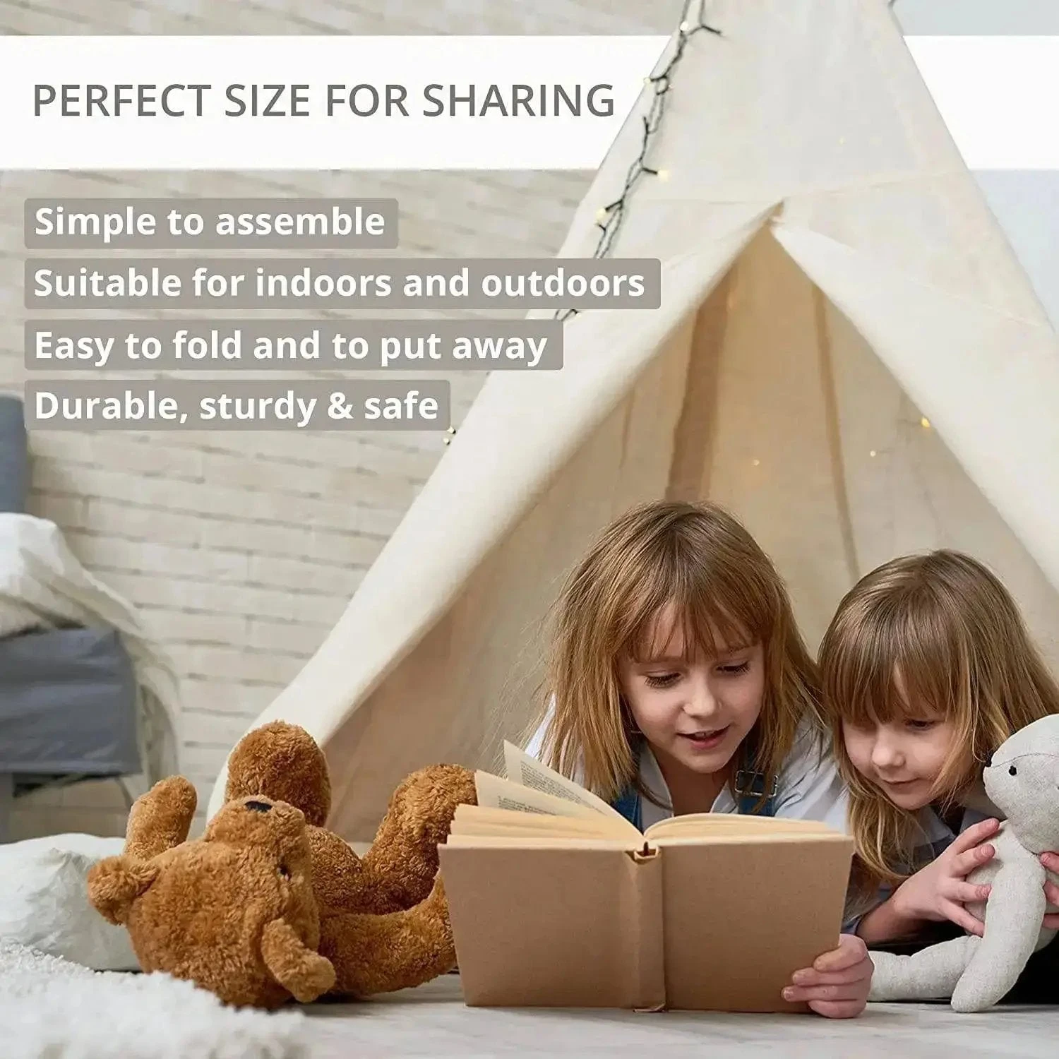 Teepee Play Tent - Wigwam - Plain White - Cotton Canvas 6 Teepee Play Tent - Wigwam - Plain White - Cotton Canvas - Image 4